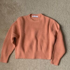 Zara Women's Coral Ribbed cropped Sweater